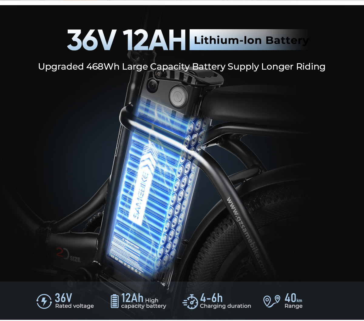 SAMEBIKE CY20 350W Moteur Vélo Électrique Portable