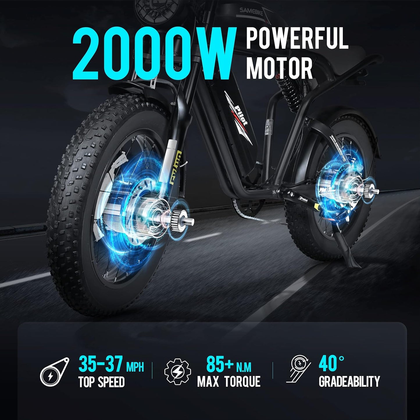 SAMEBIKE M20-III 2000W Vélo électrique à Pneus Larges