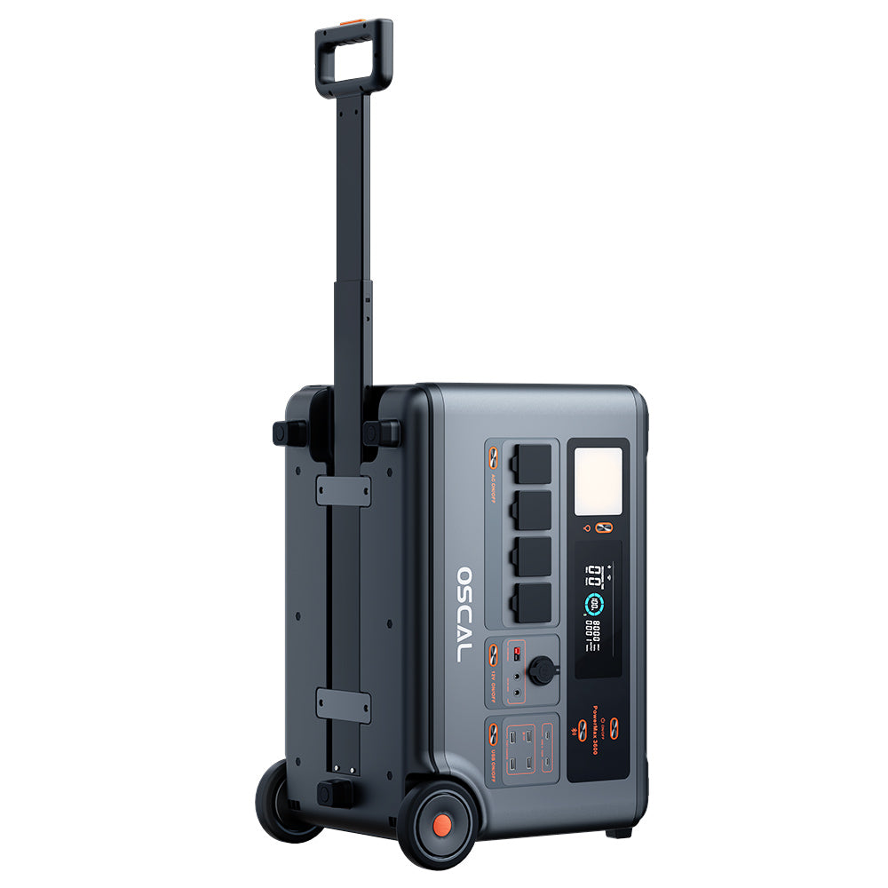 Blackview Oscal PowerMax 6000 Centrale électrique robuste, 6000W, batterie LiFePO4 de 3600Wh à 57600Wh, 14 prises, sortie double tension 120V/240V, 3500+ Life Circle, contrôle intelligent par application, 5 modes d'éclairage LED, signal en code Morse