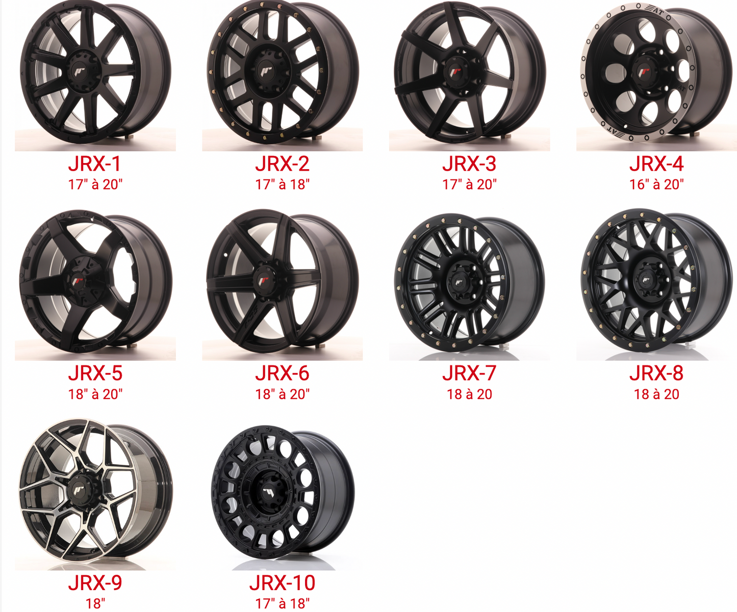 Jantes JR JAPAN RACING pour véhicule sportif / compétition / Van / 4X4