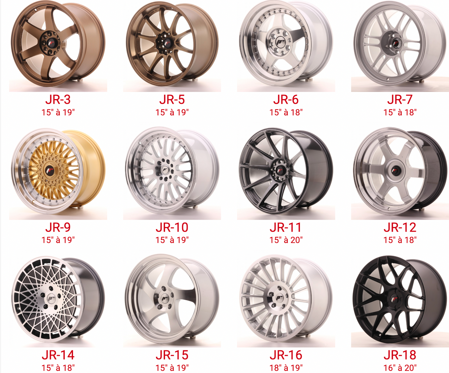 Jantes JR JAPAN RACING pour véhicule sportif / compétition / Van / 4X4