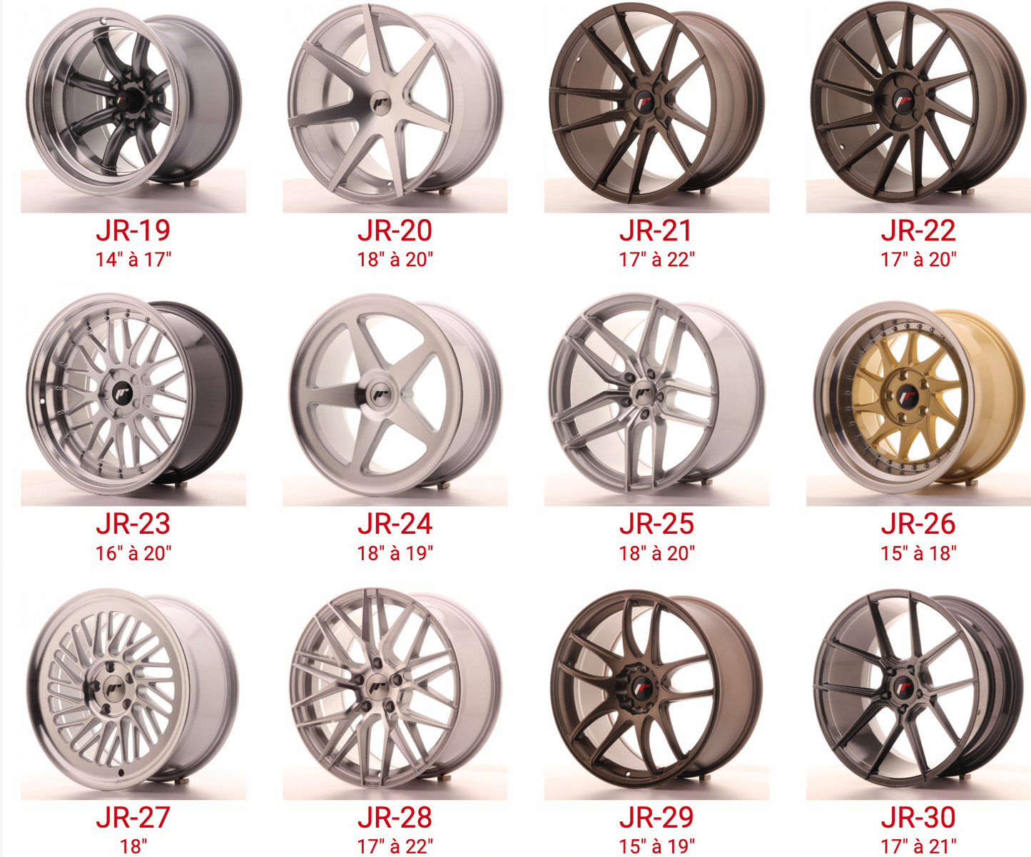 Jantes JR JAPAN RACING pour véhicule sportif / compétition / Van / 4X4