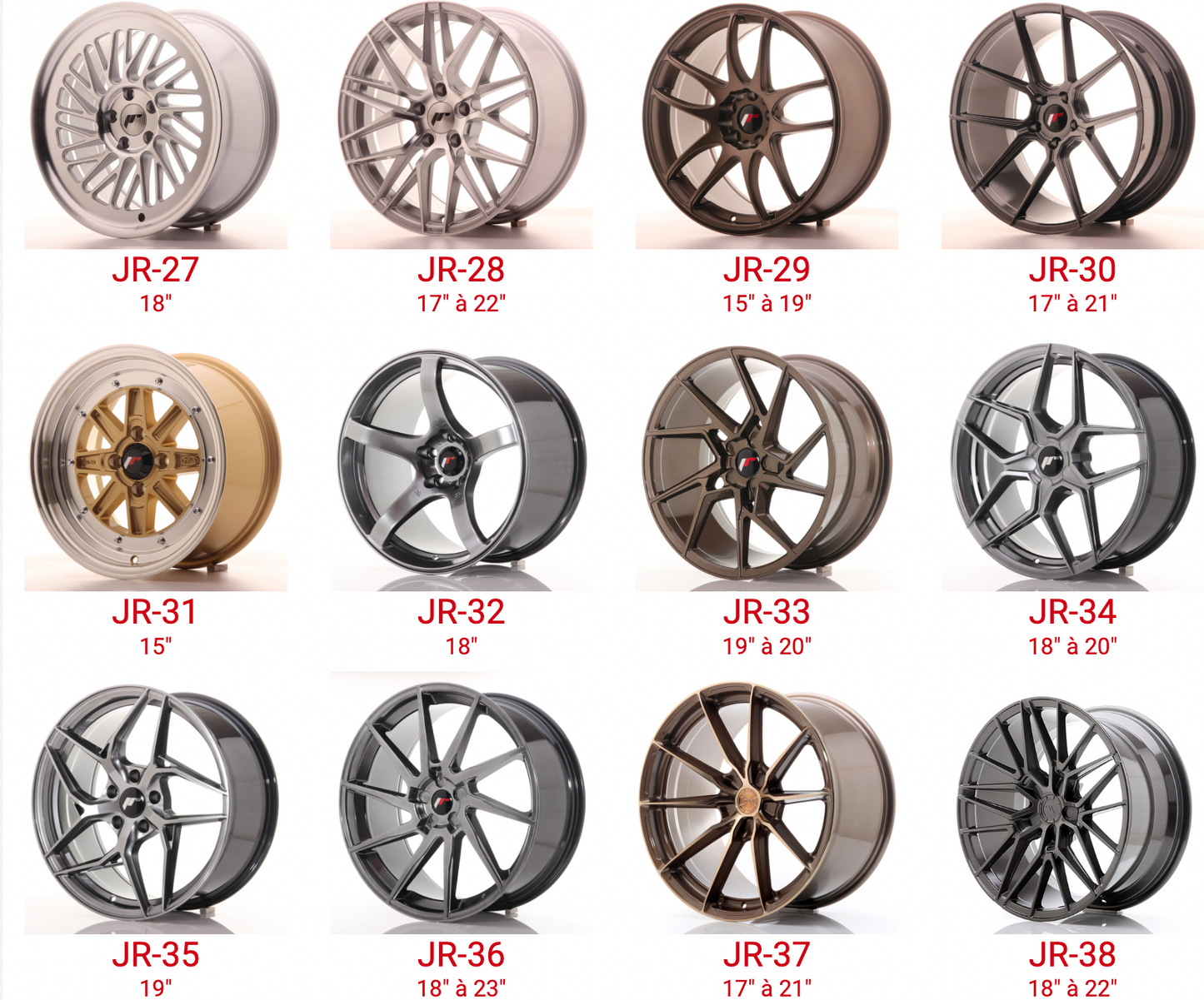 Jantes JR JAPAN RACING pour véhicule sportif / compétition / Van / 4X4