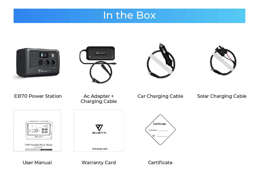BLUETTI EB70 Station d'énergie portable | 1000W/716Wh LiFePO4