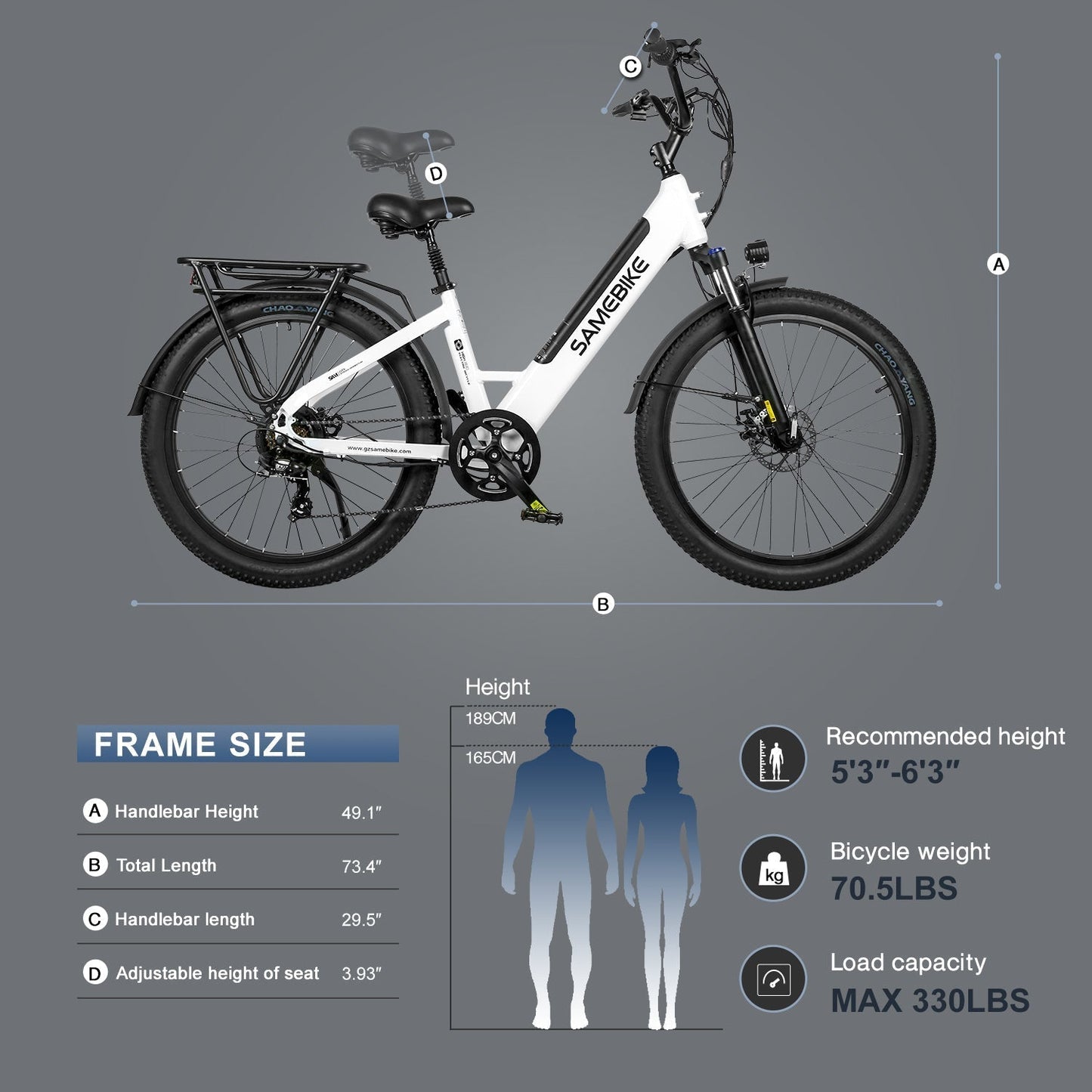 SAMEBIKE RS-A01 Plus 750W Moteur Vélo électrique Urbain