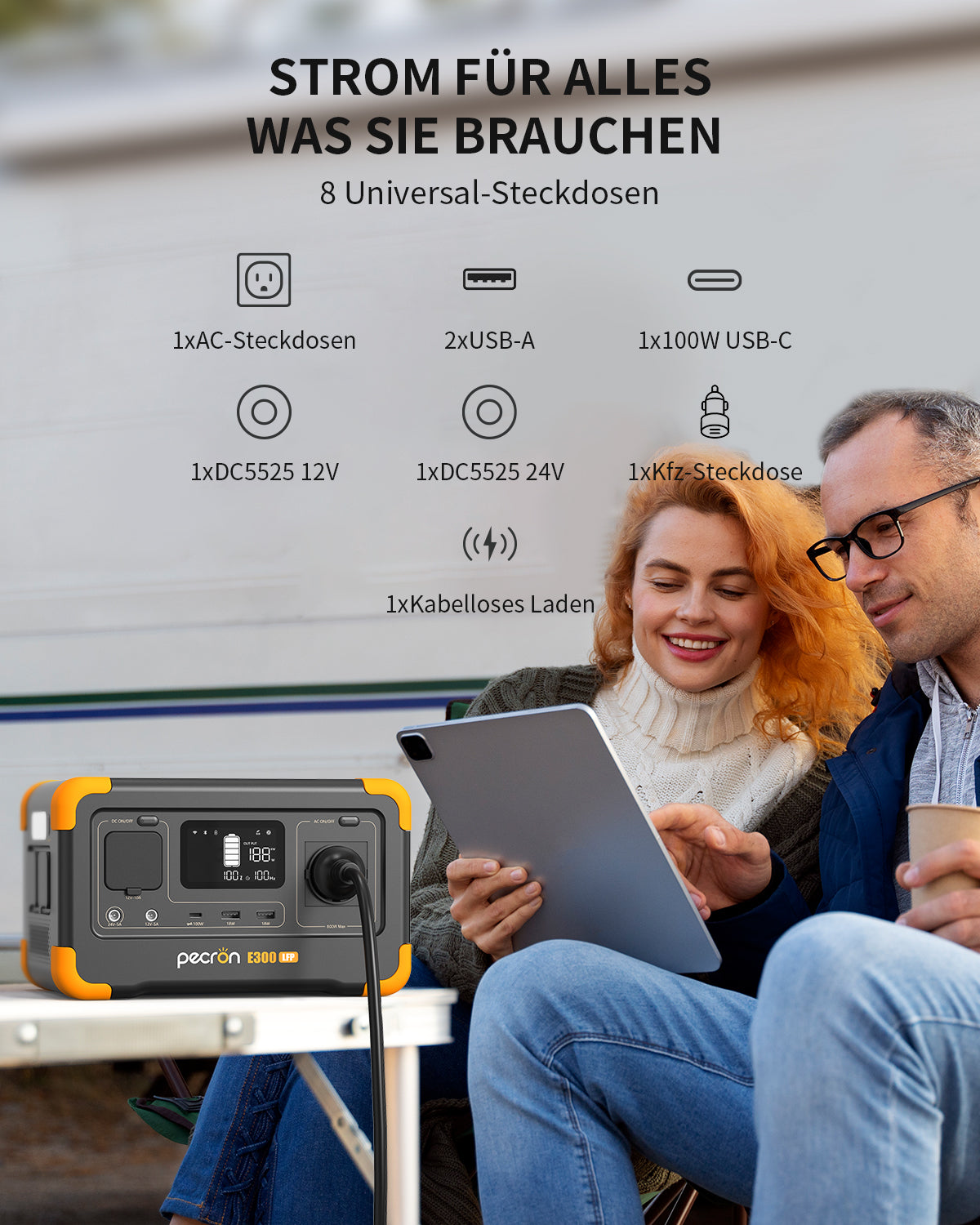 PECRON E300LFP Expandable Portable Power Station 600W 288Wh