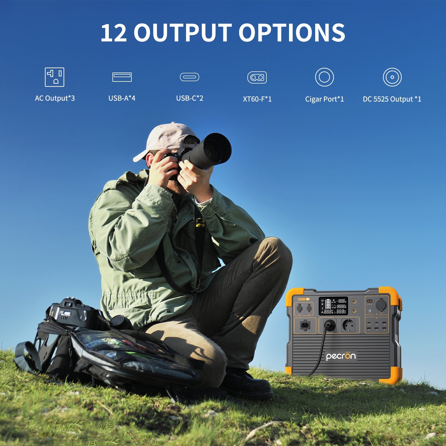 PECRON E2400LFP Expandable Portable Power Station 2400W 2048Wh