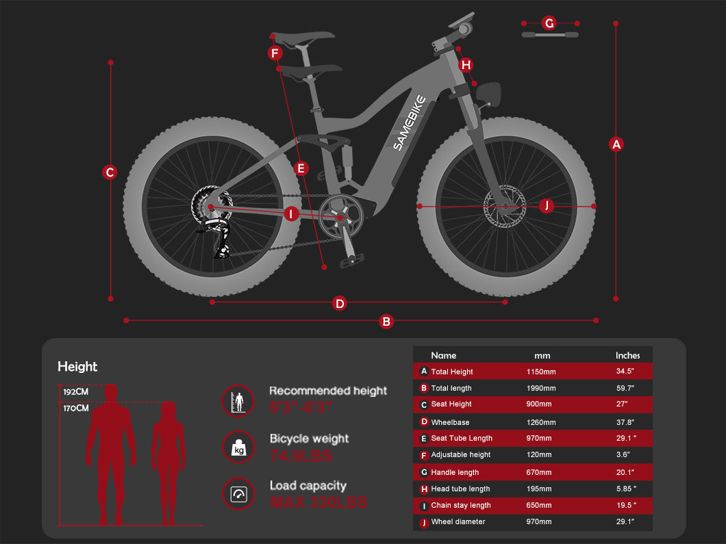 SAMEBIKE RSA08-II Vélo Électrique Tout-terrain 1000w