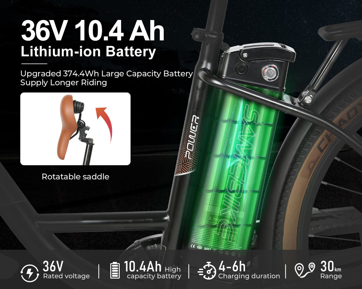 SAMEBIKE TDE10Z 350W Moteur Vélo électrique urbain