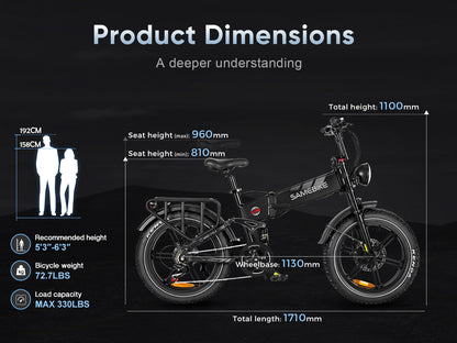 SAMEBIKE RS-A02 1200W Moteur VTT Électrique Pliant Tout-terrain