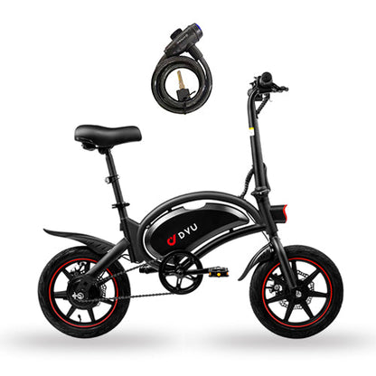 DYU D3F 14 Inch Mini Folding Electric Bike - Black