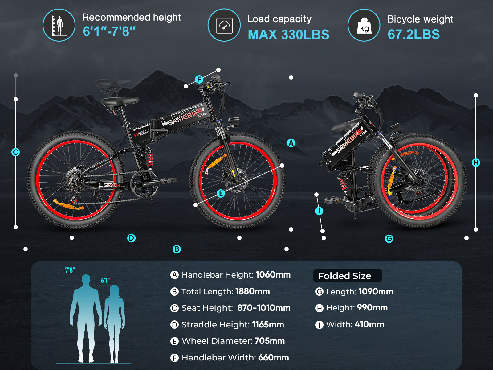 SAMEBIKE LO26 Plus 1000W Moteur Vélo Électrique tout-terrain