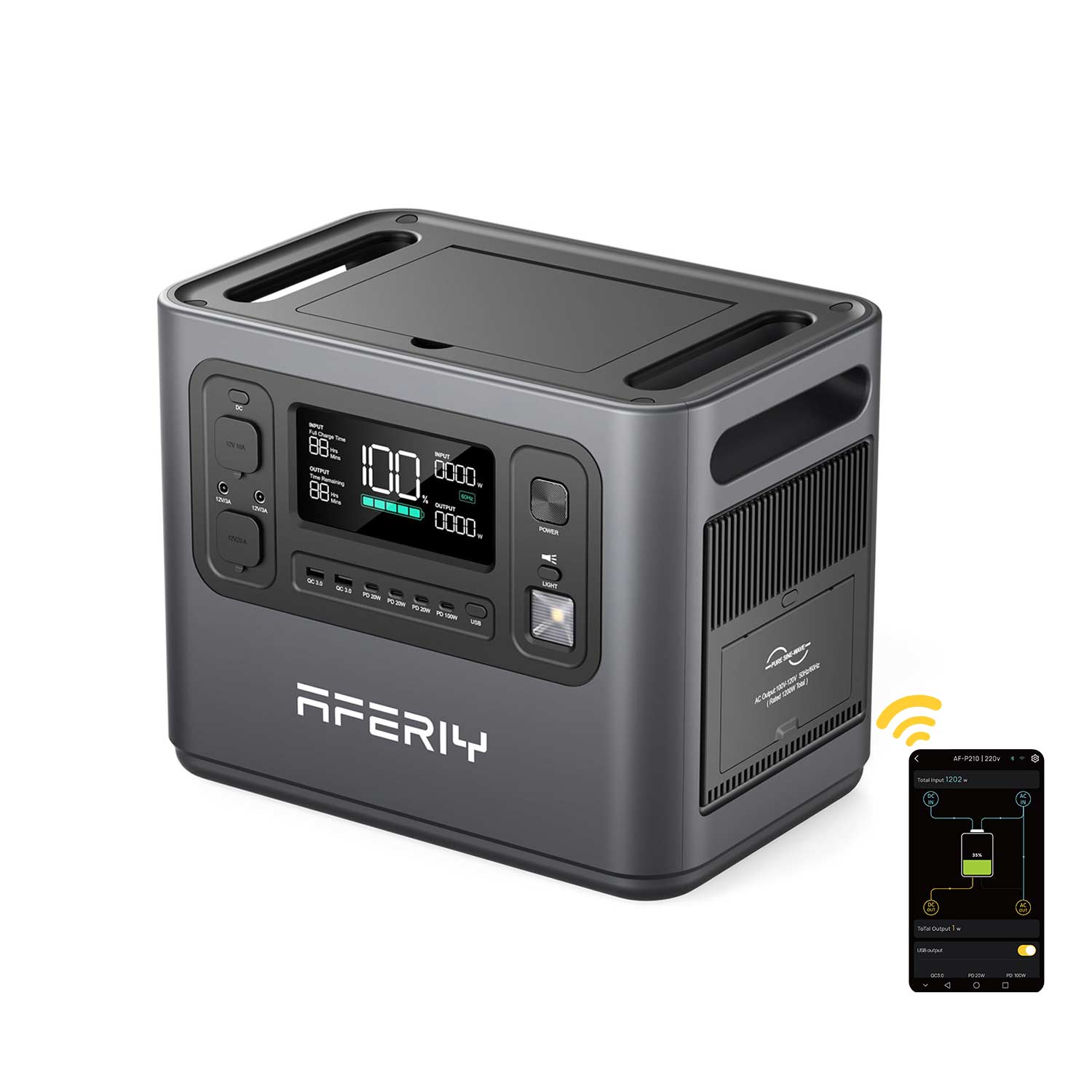 AFERIY P210 Station D'énergie Portable | 2400W 2048Wh