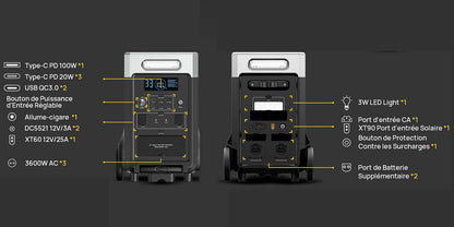 AFERIY P310 3600W Kit Générateur Solaire avec Batterie d’Extension 3840Wh