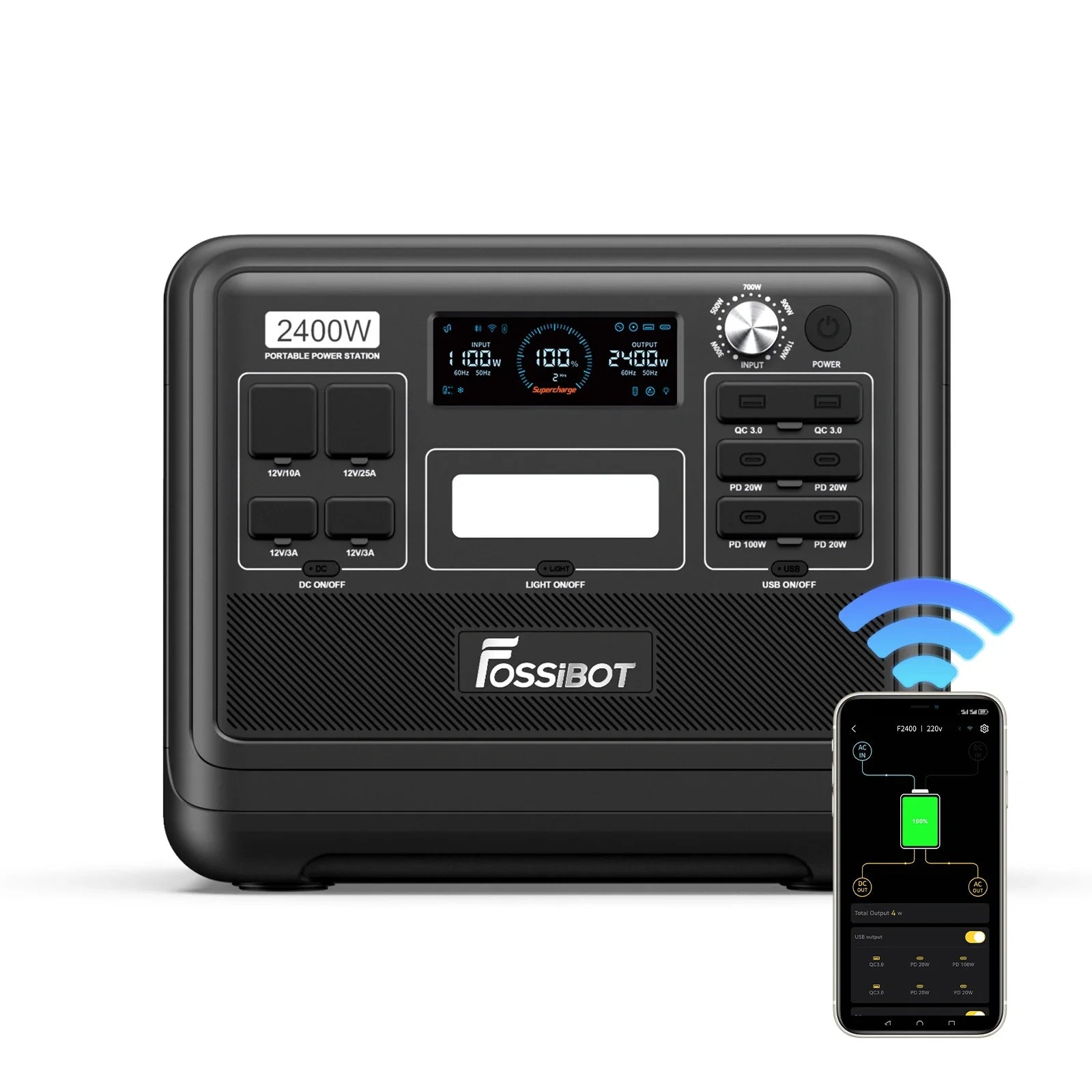 FOSSiBOT F2400 Station d'énergie portable | 2 400 W 2 048 Wh