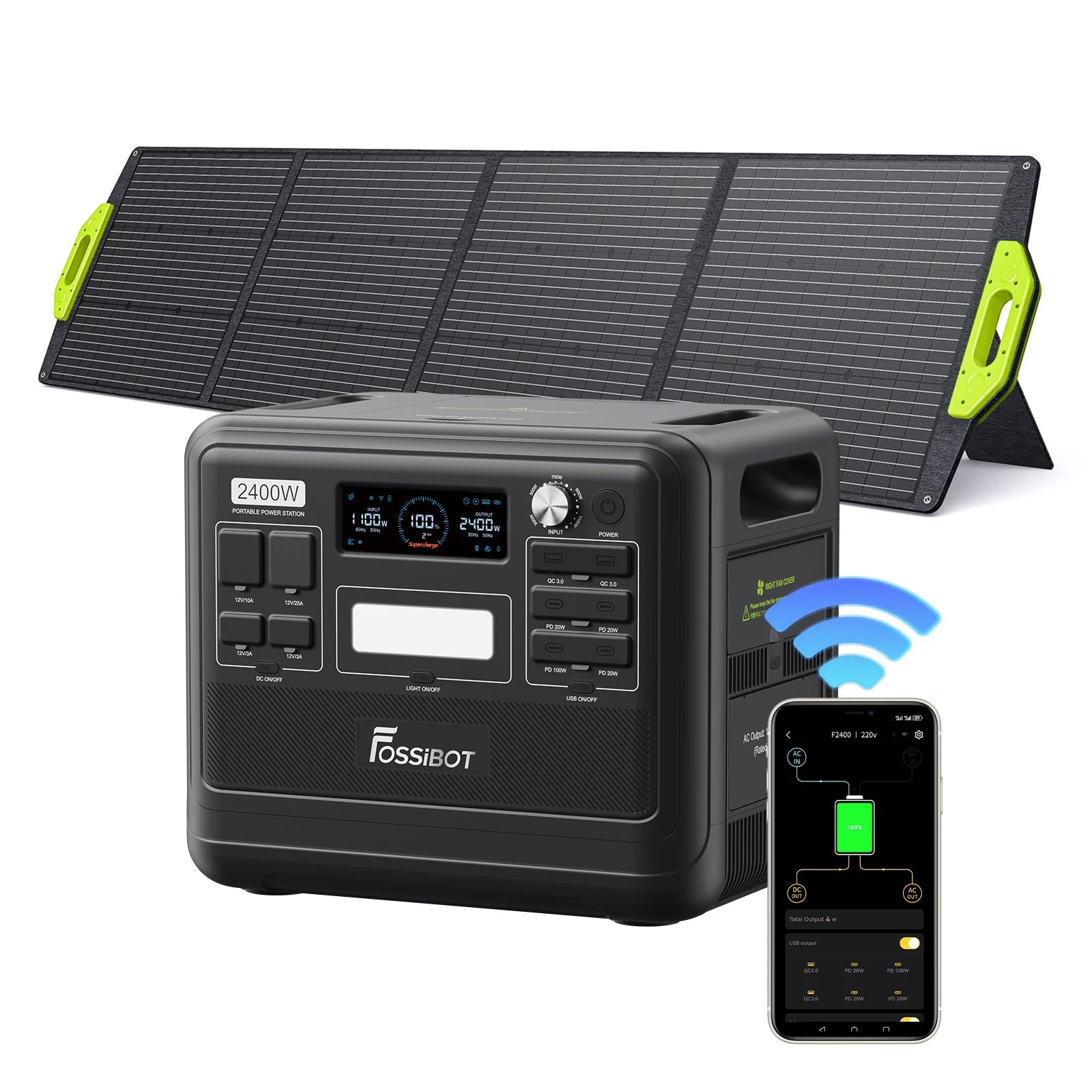 FOSSiBOT F2400 Station d'énergie portable | 2 400 W 2 048 Wh