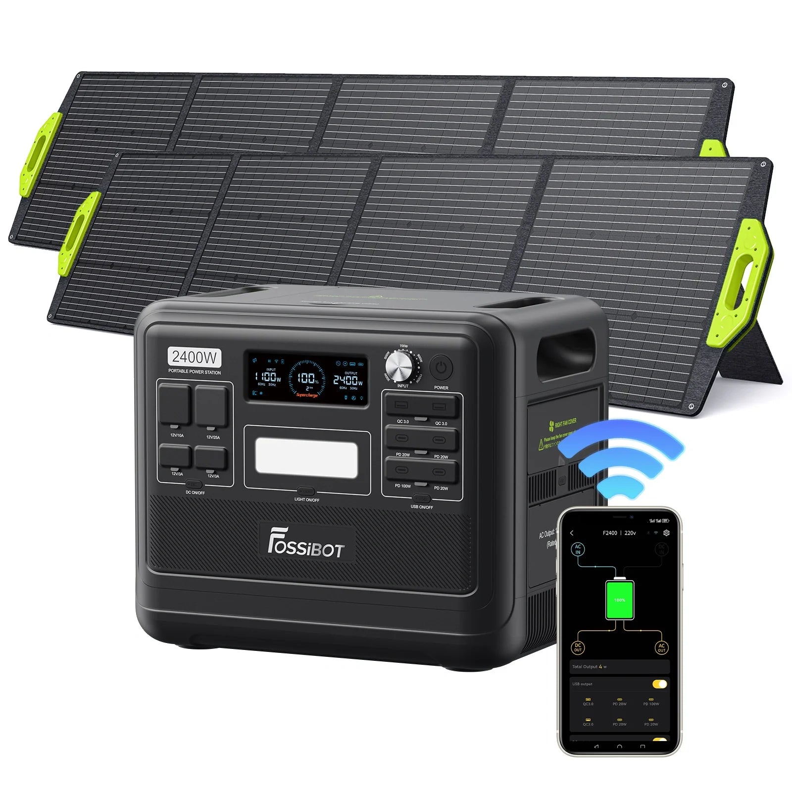 FOSSiBOT F2400 Station d'énergie portable | 2 400 W 2 048 Wh