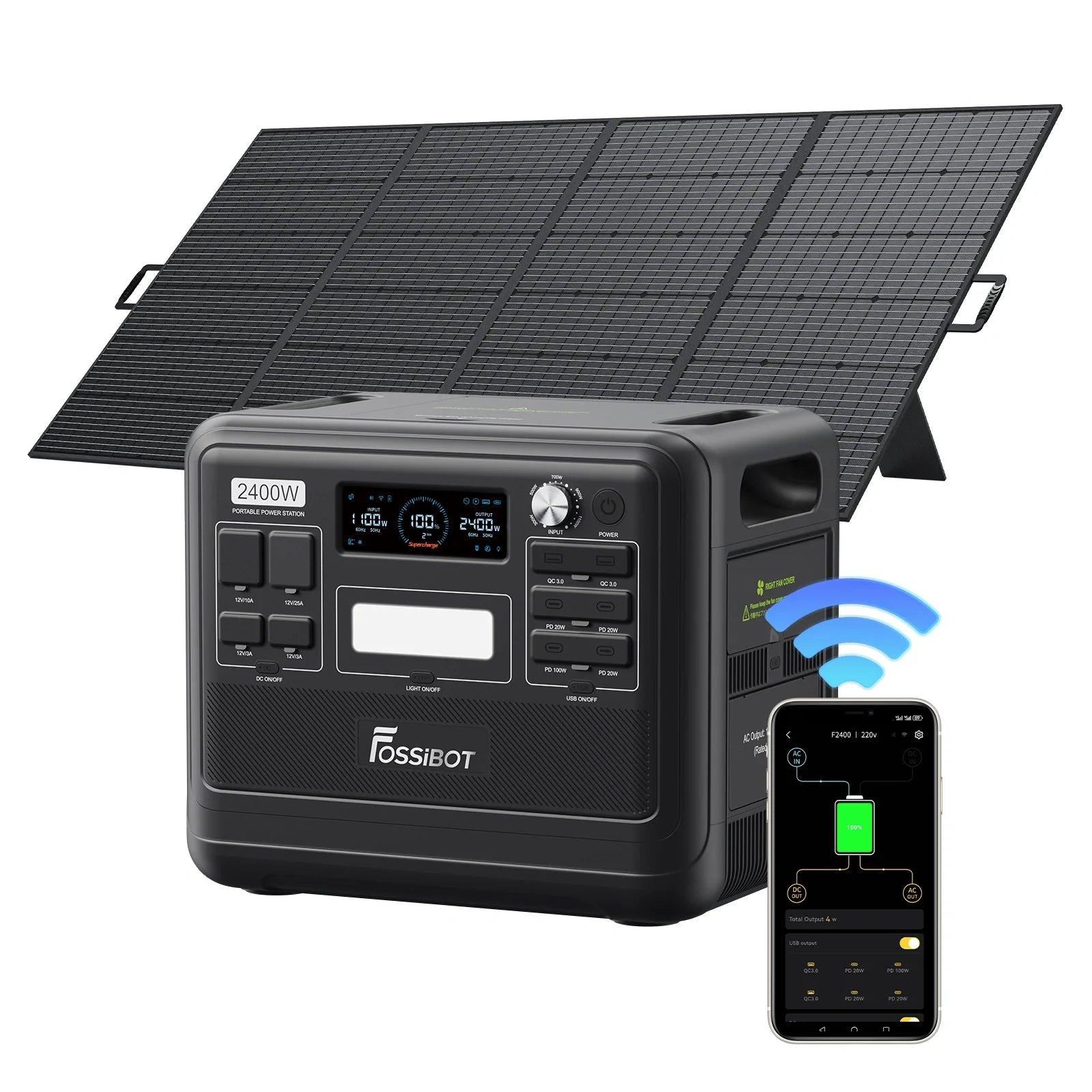FOSSiBOT F2400 Station d'énergie portable | 2 400 W 2 048 Wh
