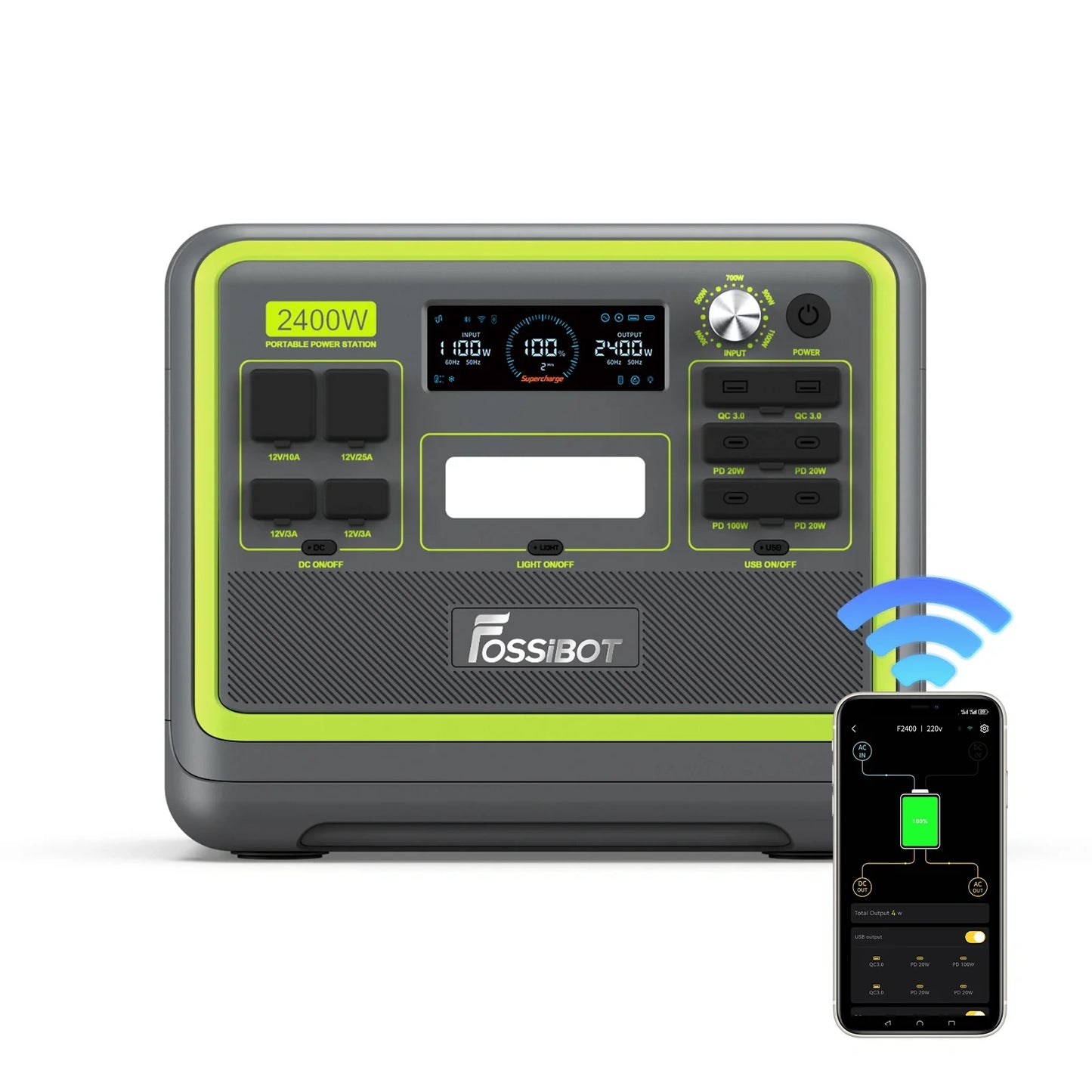 FOSSiBOT F2400 Station d'énergie portable | 2 400 W 2 048 Wh