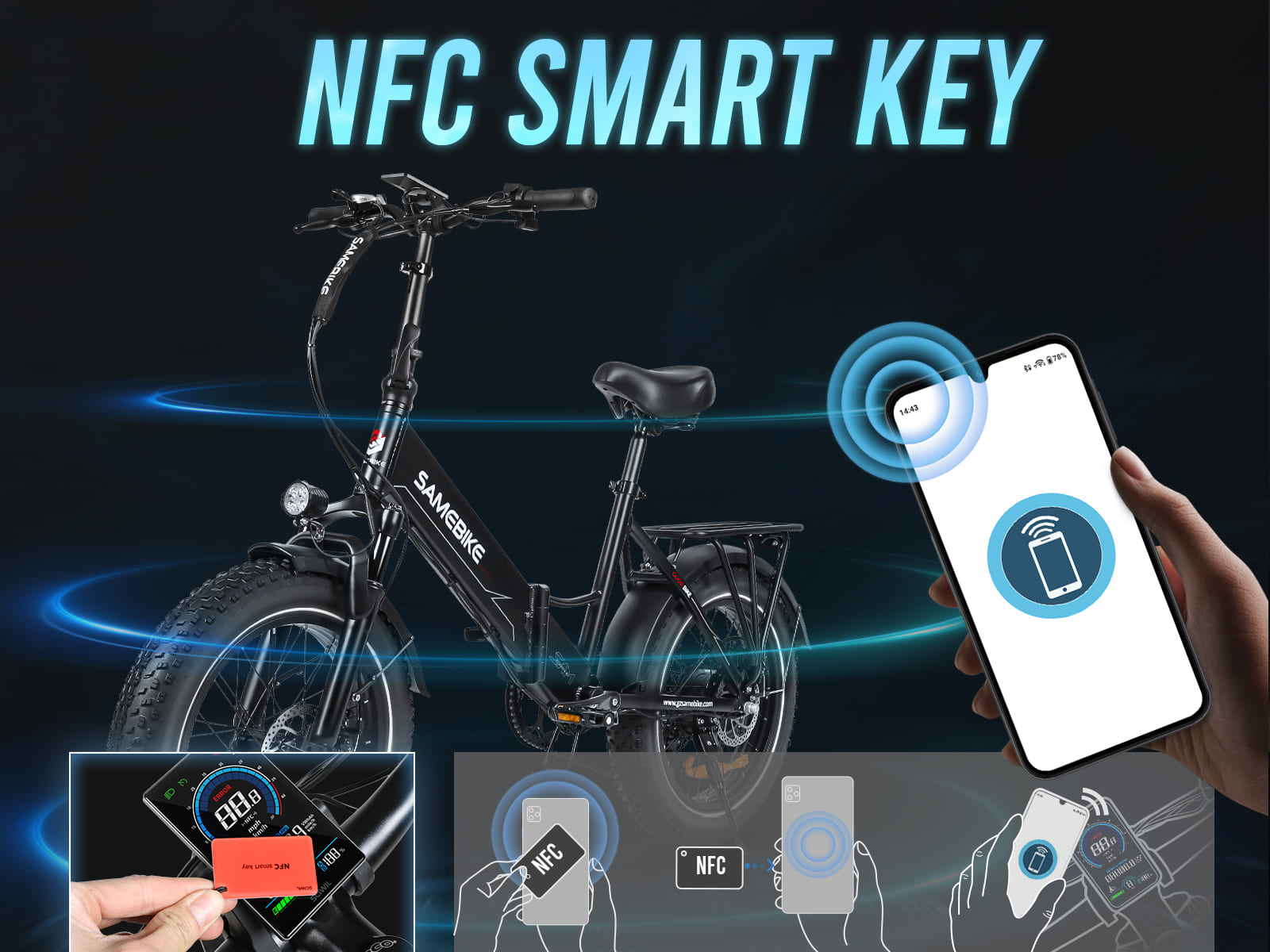 SAMEBIKE LOTDM200-II Pneus larges Vélo électrique pliable