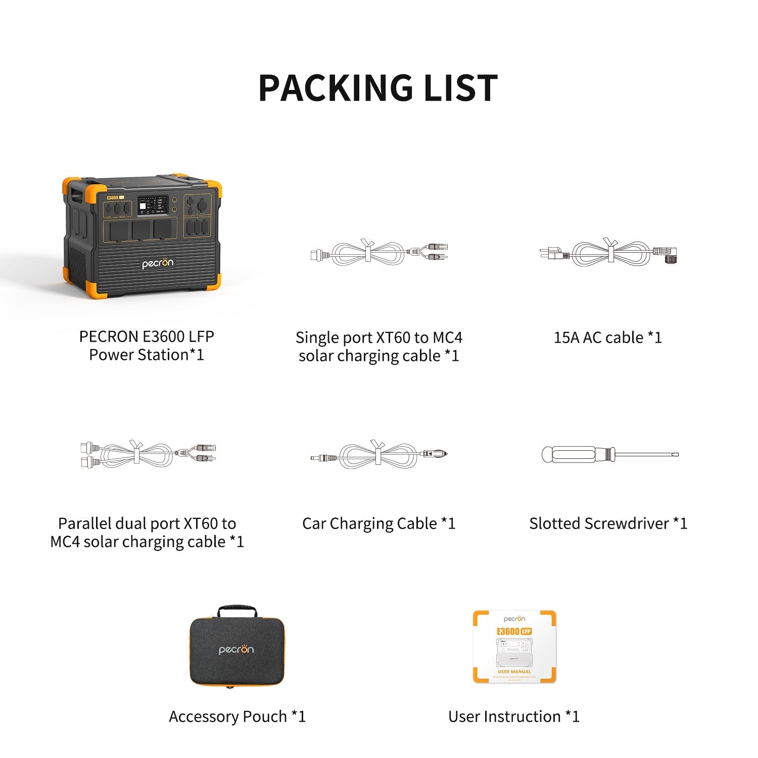 PECRON E3600LFP Expandable Portable Power Station 3600W 3072Wh