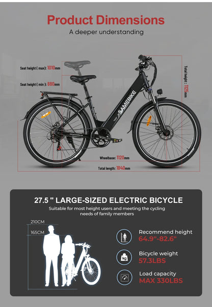 SAMEBIKE RS-A01 Pro-T 250W Moteur Vélo Électrique Urbain
