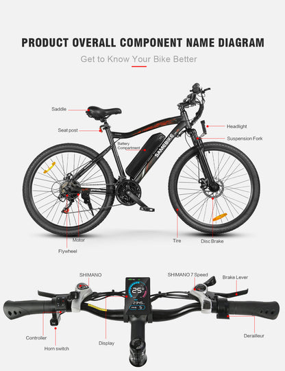SAMEBIKE SY26-II 500W Moteur Vélo électrique Tout terrain