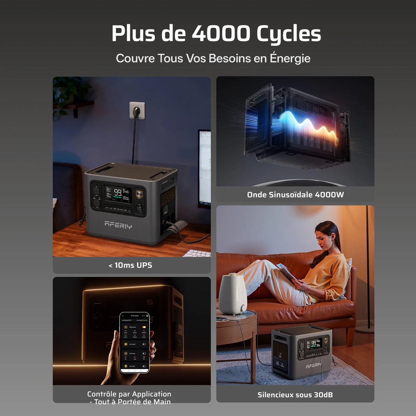 AFERIY Haven3000 P300 Station D'énergie Portable une Capacité D'extension | 3000W 2048Wh - 10240Wh