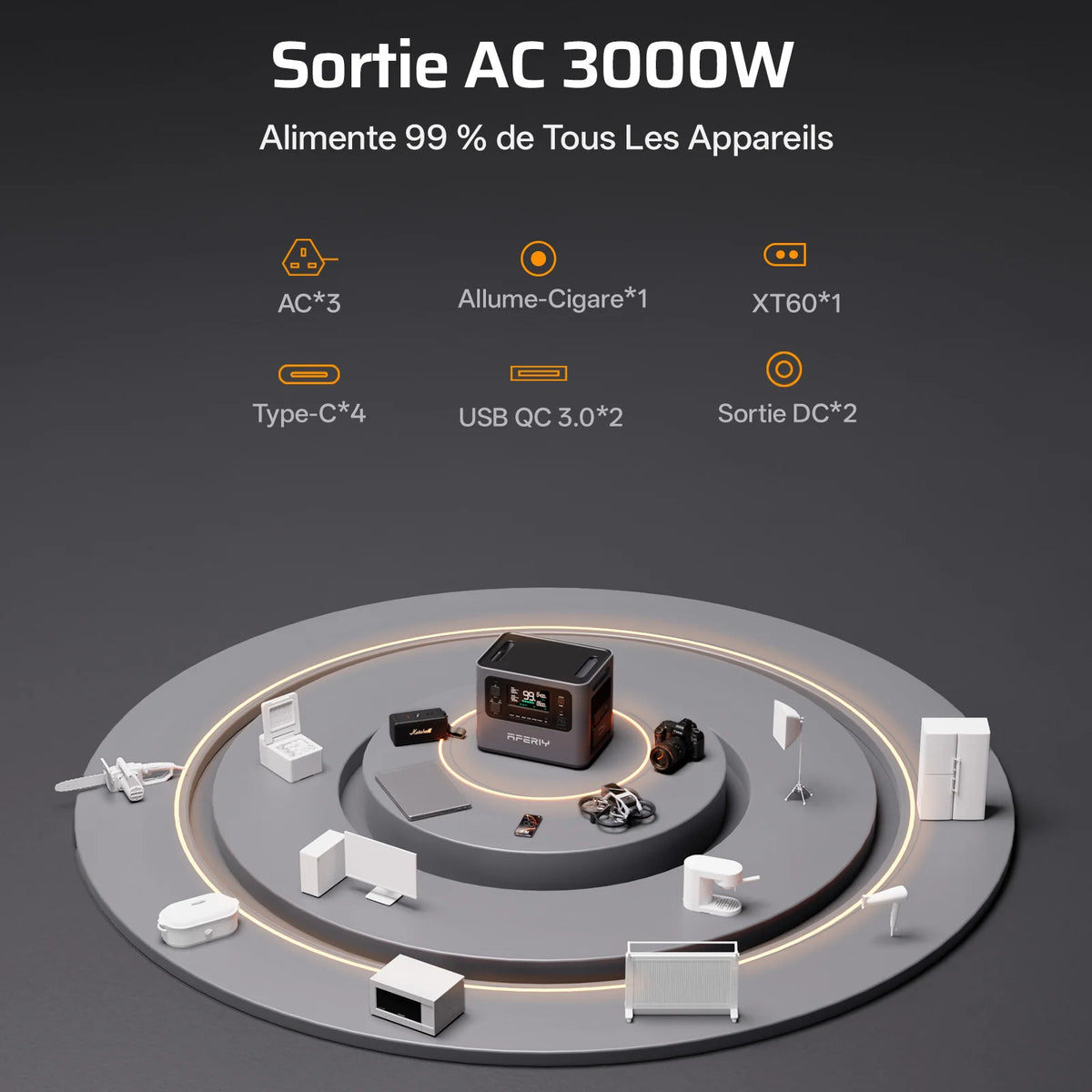 AFERIY Haven3000 P300 Station D'énergie Portable une Capacité D'extension | 3000W 2048Wh - 10240Wh
